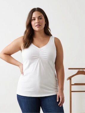 Torrid White Ruched Front Tank Top • Size 1